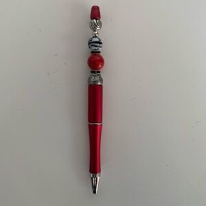 Hand crafted Beaded Pen, black ink with extra refillable ink.
